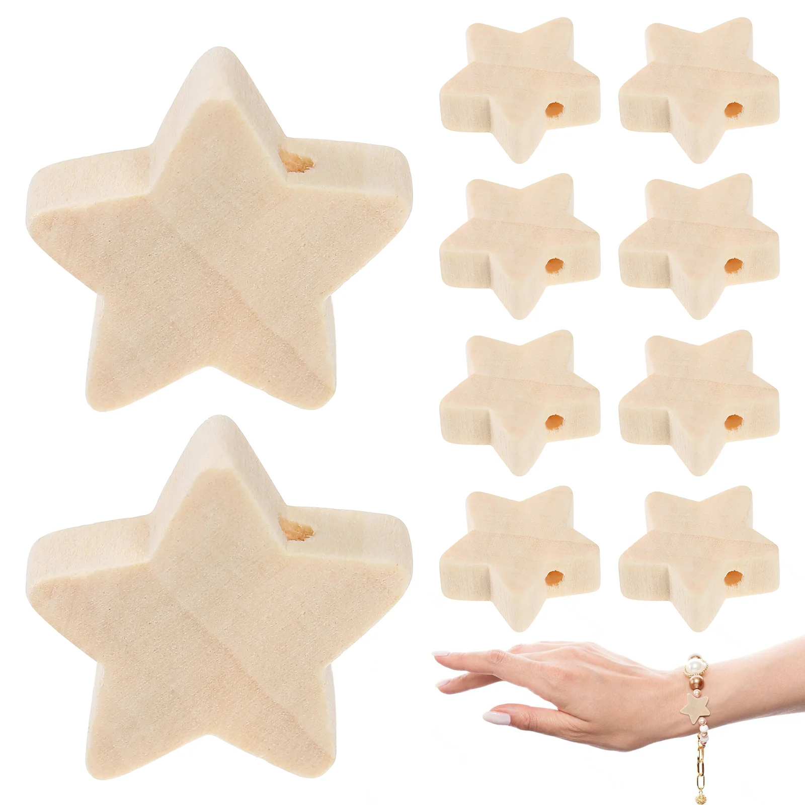 

50 Pcs Christmas Beads Craft Supplies Accessories Stars Ornaments Wooden for Necklace Making Child Crafts Spacer