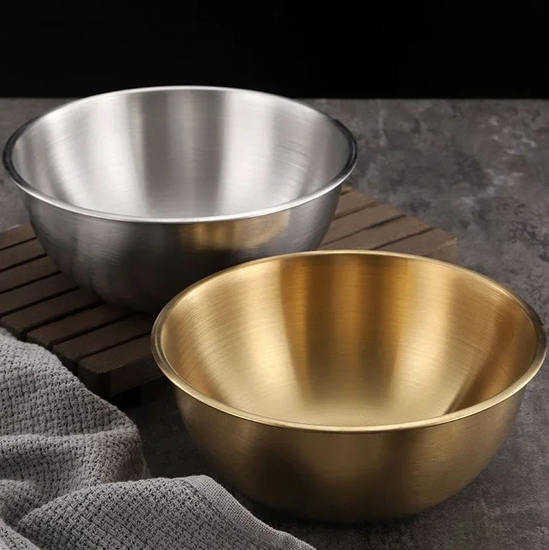 Stainless Steel Bowl Korean Ramen Bowl Fruit Salad Mixing with Scale