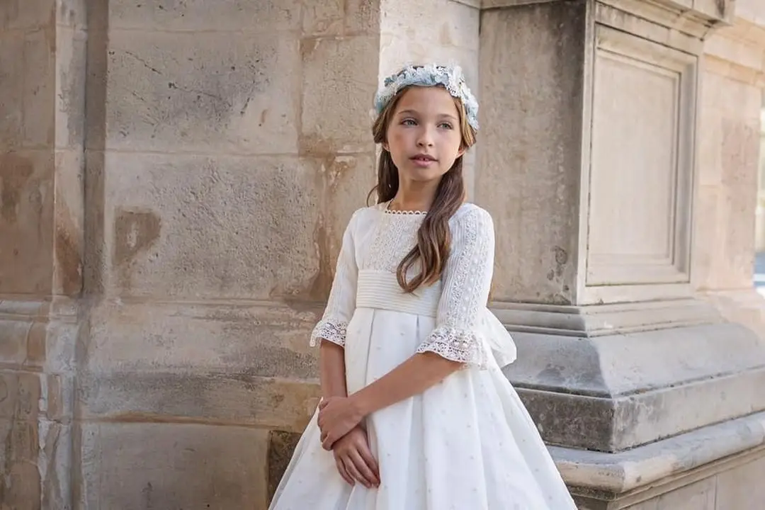 FATAPAESE-Robe de Communion Blanche en Dentelle pour Fille, Tenue de Princesse Vintage, avec Ceinture en Ruban, Ligne A, en Coton, pour Demoiselle d'Honneur, ixde Mariage