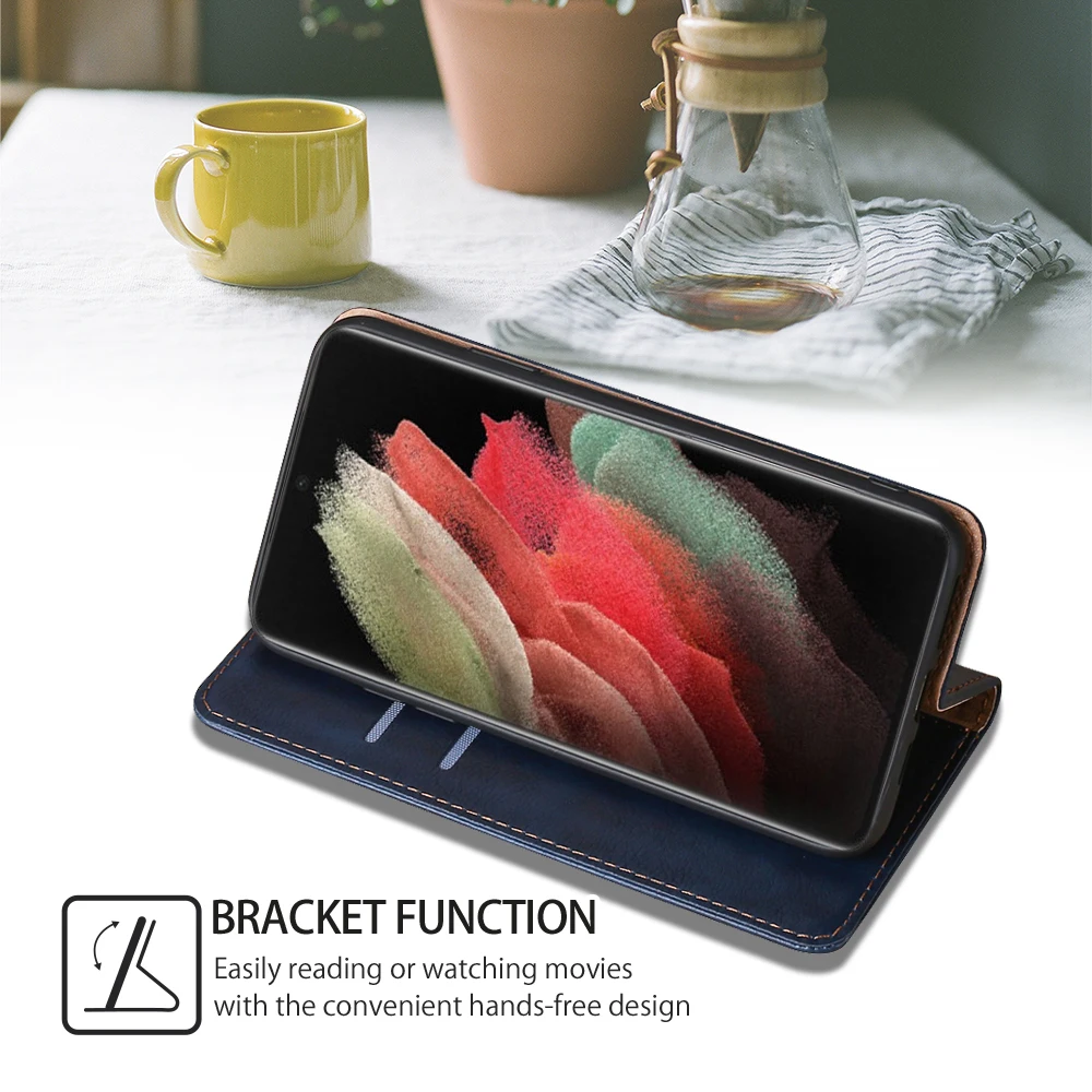 Leather Phone Case for Samsung Galaxy S23 S22 S21 S20 FE Ultra Plus S10 S8 Plus A72 A70 A71 A21s Flip Cover