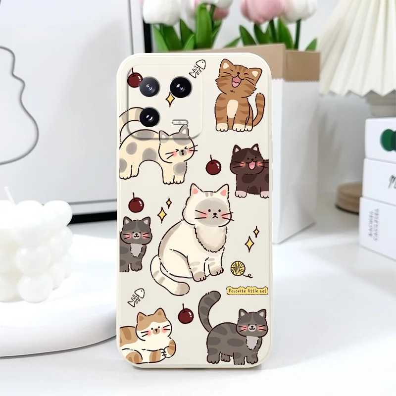 Adorable Cat Liquid Silicone Phone Case Cover