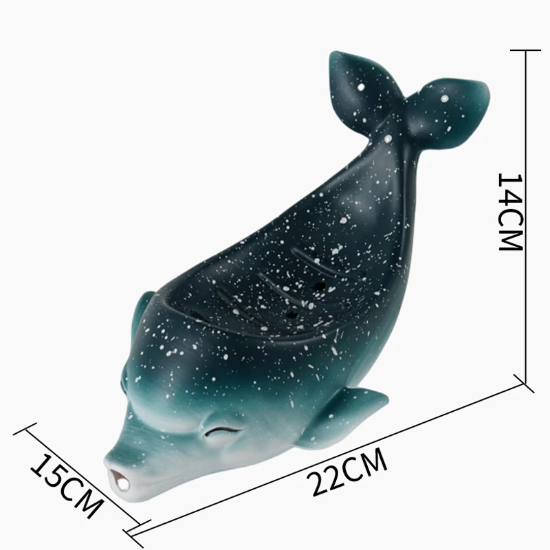 Creative Ceramic Draining Soap Box Light luxury Whale Shaped Soap Dishes, Home Hotel Bathroom Kitchen Supplies Storage Rack, 1Pc