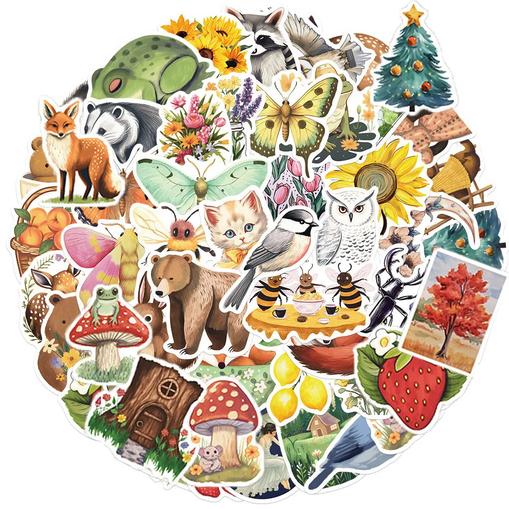 

10/50Pcs Cartoon Cute Forest Animals Varied Stickers Pack for Kids Laptop Travel Luggage Scrapbooking Decoration Graffiti Decals