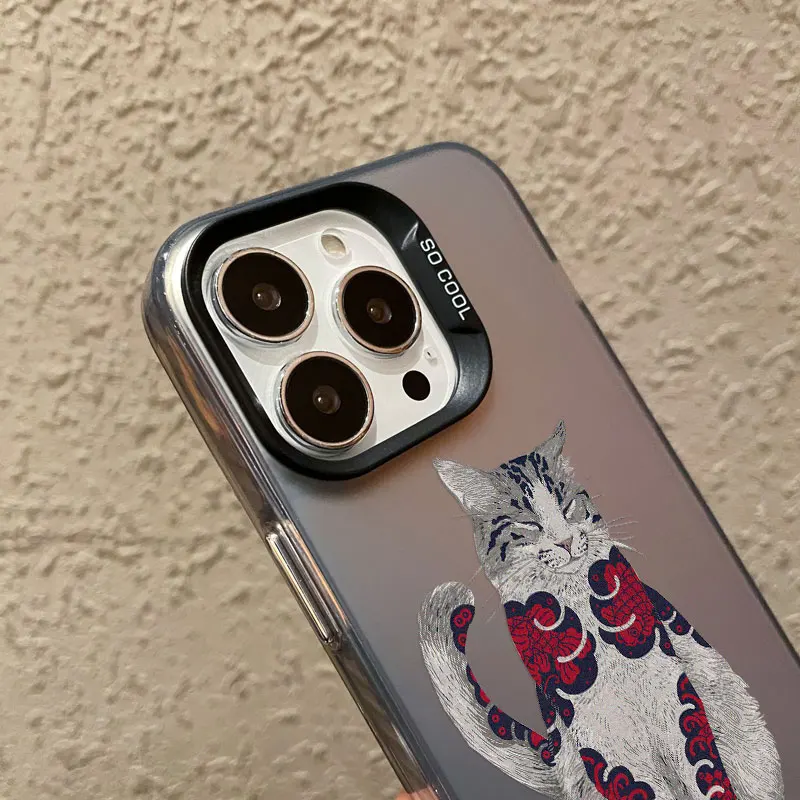 Vibrant Japan Cat Design Shockproof Laser Phone Case