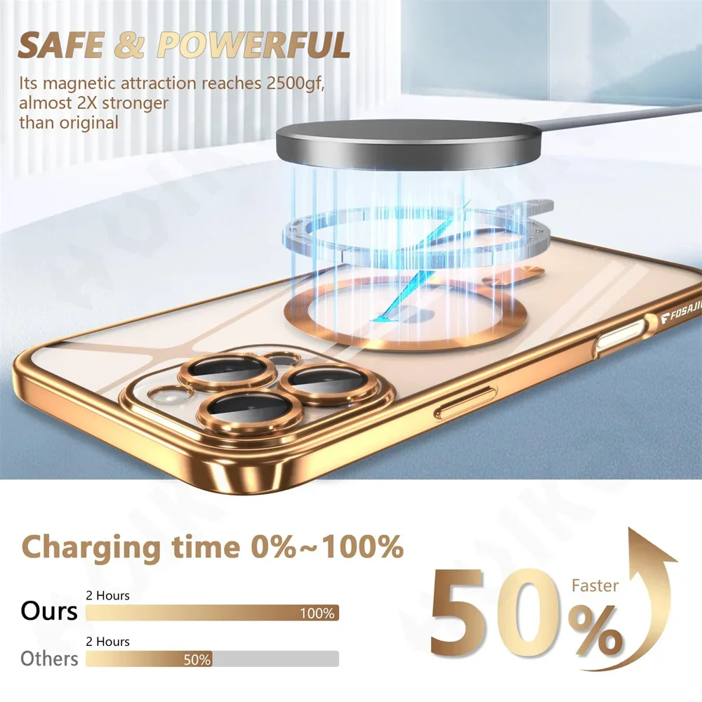 Wireless Charging Transparent Magsafe Case For iPhone 16 15 14 13 12 11 Pro Max X XR XS 7 8 Plus SE Mini Soft Cover wireless charging phone case