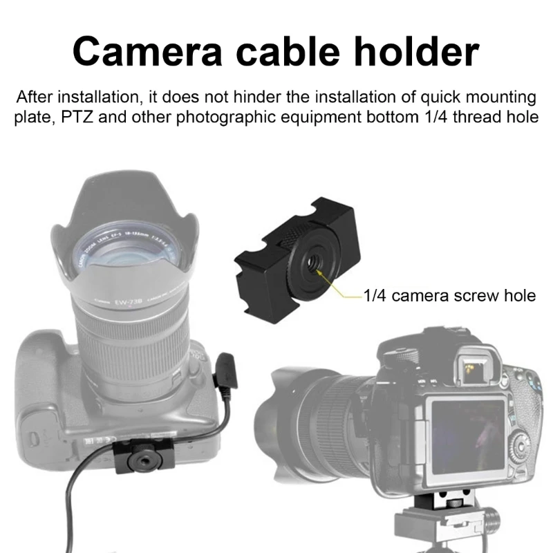 Tether DSLR Camera Digital USB Cable Block Lock Clip Clamp Mount to Camera Tripod Quick Release Plate Tethering Cable