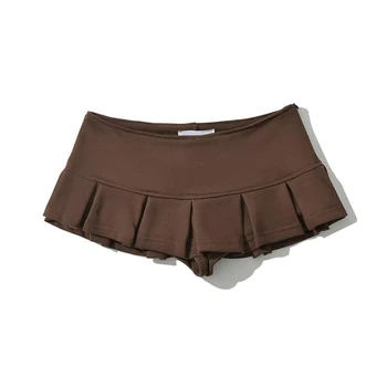 YENKYE Y2K Girls Sexy Low Waist Pleated Mini Skirt Women Side Zipper Summer Short Skater Skirts 1