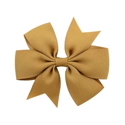 Vibrant Grosgrain Ribbon Hair Bows Clips (2 Khaki)