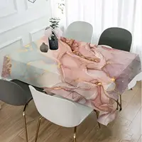 Nappe en marbre abstrait à vagues roses dorées, couverture de table à motif d'art moderne de qualité supérieure pour une cuisine élégante, un dîner à la maison 1