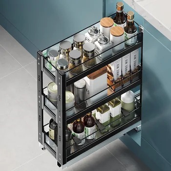 Kitchen Seasoning Basket Cabinet Drawer Type Shelf Countertop Organizer Holder Adjustable Spice Pull-out Storage Rack Shelves