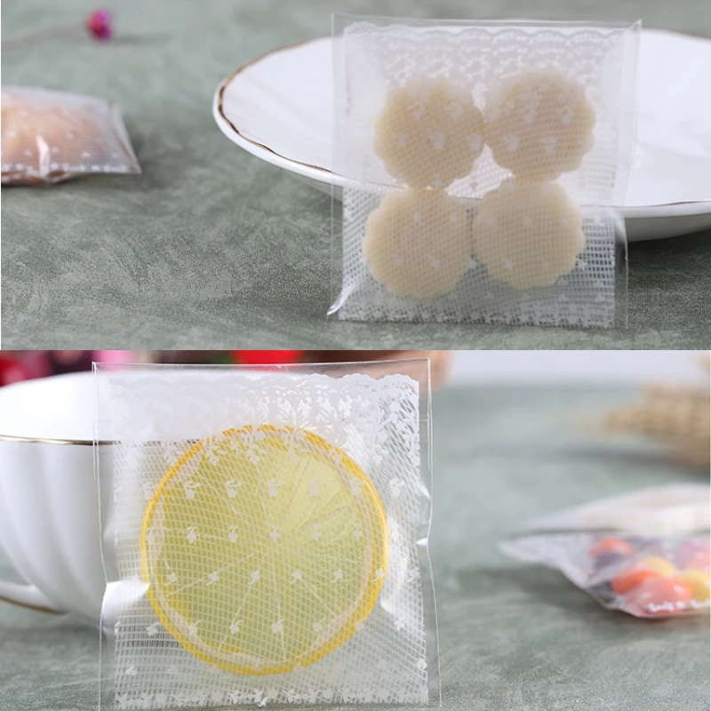 100 Stück selbstklebende, transparente Cellophan-Spitzenbeutel aus Kunststoff, Geschenktüten für Kekse, Süßigkeiten, Verpackungen, Hochzeit, Geburtstag, Party – Detail 8