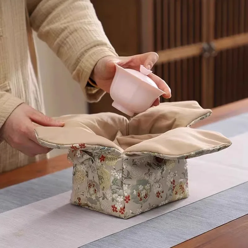 Handmade retro tea cup bag, master cup, single cup bag, storage bag, small cloth bag, handbag, thickened cloth bag, storage bag