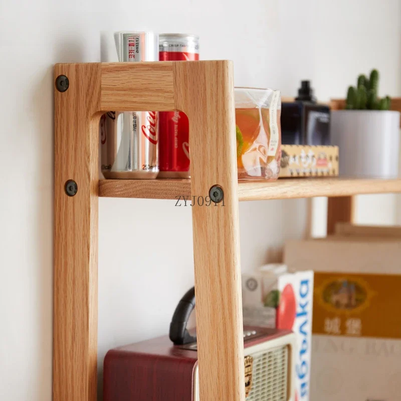 **All solid wood small bookshelf Nordic simple oak student desk finishing storage rack