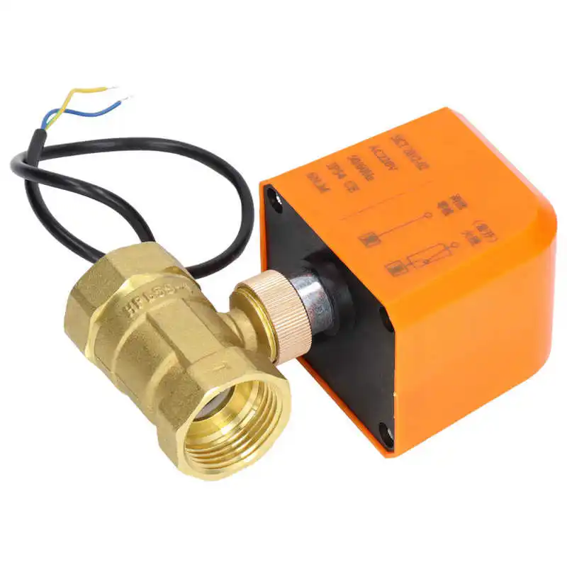 Motorized Ball Valve 2 Wire 2 Way Normally Open DN25 Brass ABS Synchronous Motor AC220V Electric Ball Valve