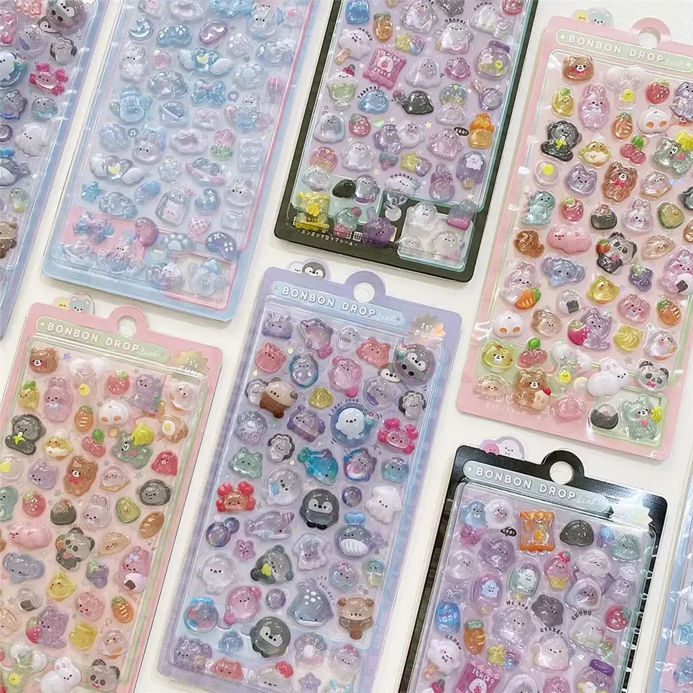 Candy Stickers 3D Embossed Pink Scrapbook Ghost Rabbit Water Drops Diy Journal Stickers Decor 1pc cartoon stickers decorative stickers self adhesive stickers stationery stickers paper stickers adhesive stickers decorative labels stickers cartoon sticker handbook stickers diy scrapbooking accessories