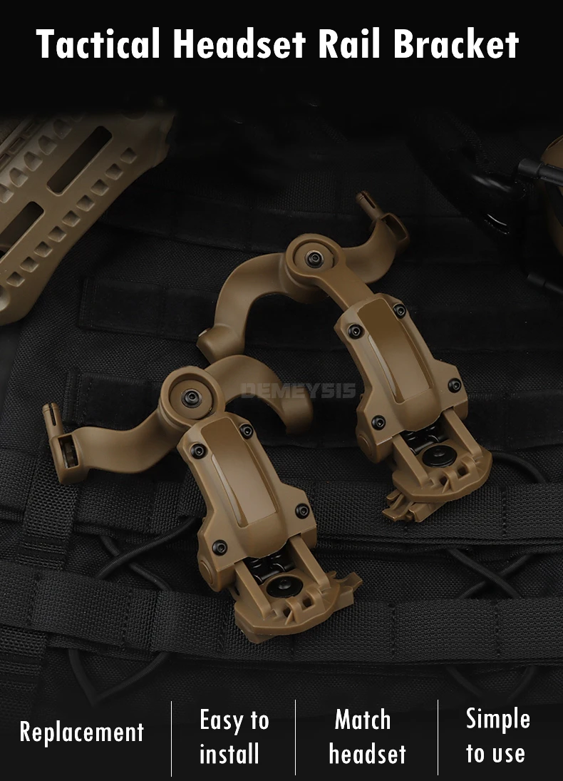 Shooting Headset Bracket Kit Multi-angle Rotation Helmet Rail Adapter Fit OPS Core ARC and Team Wendy M-LOK Rail Headphone Mount