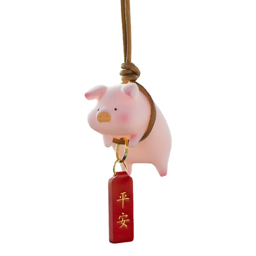 

Lucky Piglet Car Pendant Cute Pig Red Safe Tag Pendant Auto Rearview Mirror Hanging Ornament Car Decorations