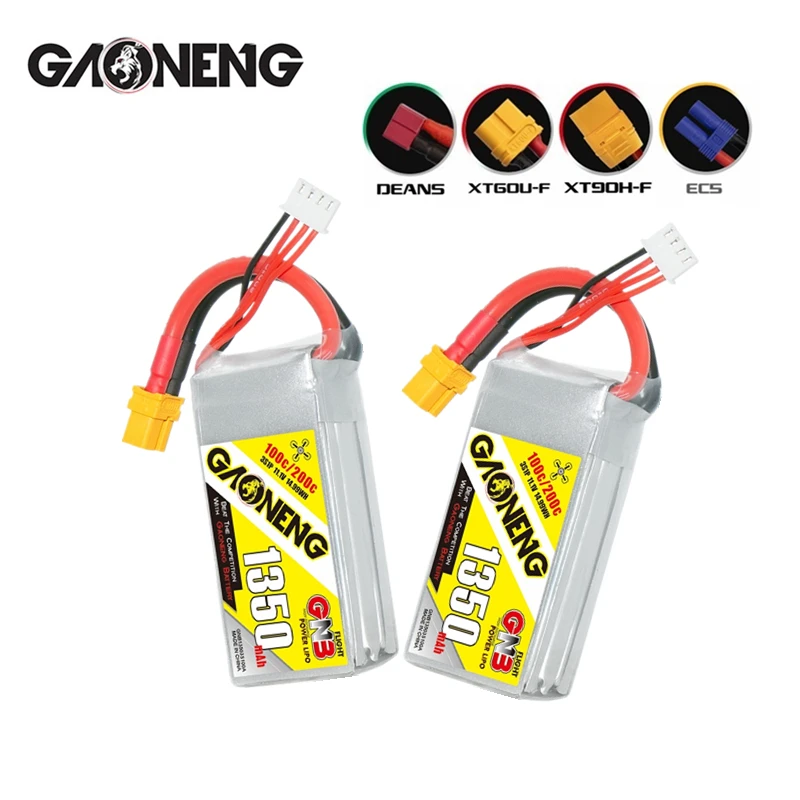 

Upgraded GNB 11.1V 1350mAh Lipo Battery For FPV Racing Drone RC Quadcopter Helicopter Car 100C/200C 3S 11.1V Battery 2pcs