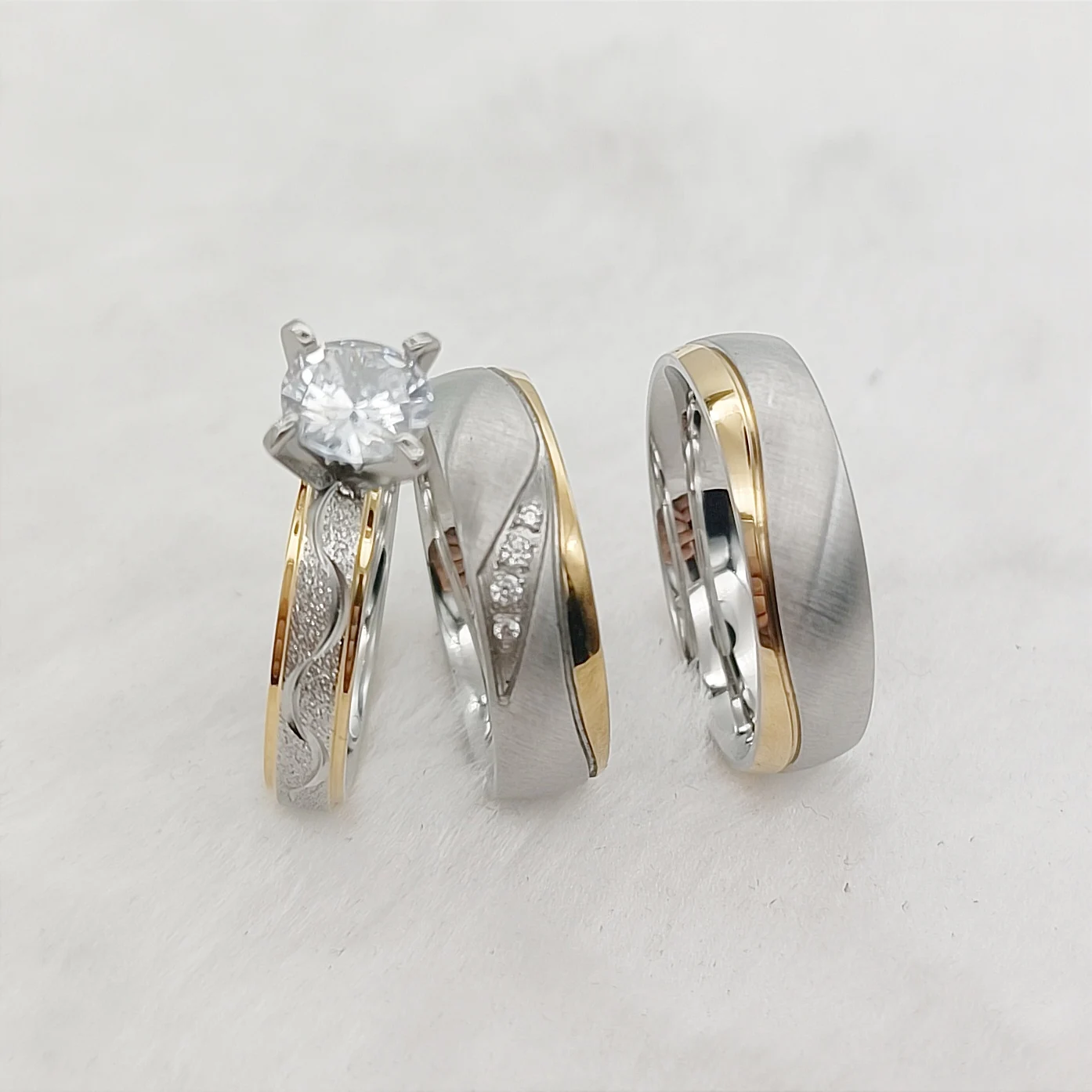 Acero Inoxidable Anillos Para Mujer Y Hombre Conjuntos De Anillos