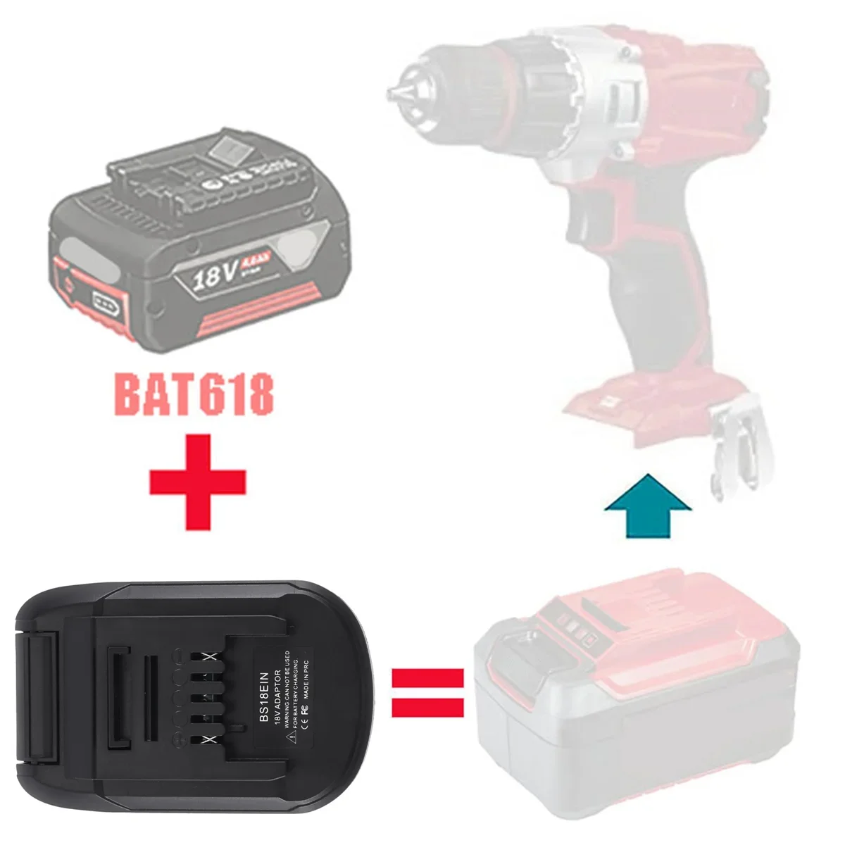 

BS18EIN Battery Converter Adapter Charger for Bosch 18V Li-Ion Battery BAT618 BAT609 BAT618G for Einhell Lithium Tool