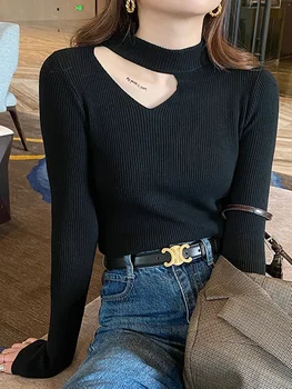 AOSSVIAO 2025 الأساسية الجوف خارج النساء البلوزات الخريف الشتاء بلايز سليم البلوز لينة الدافئة سحب المرأة البلوز محبوك سترة