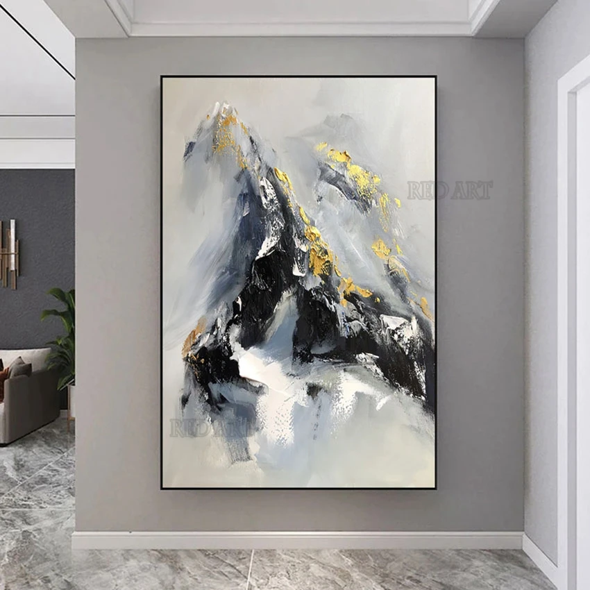 Hand Painted Oil Painting Mountaines Abstract Mountain Oil Painting