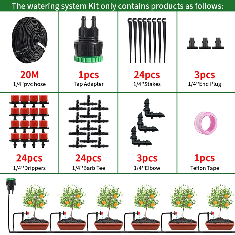 Garden Drip Irrigation Kit Automatic Plant Watering System Adjustable