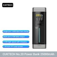 CUKTECH No.20 Power Bank 25000mAh P23 210W Output 3-Port Portable Charger 140W USB C For Macbook iPhone 14 Xiaomi ZMI Camping 1