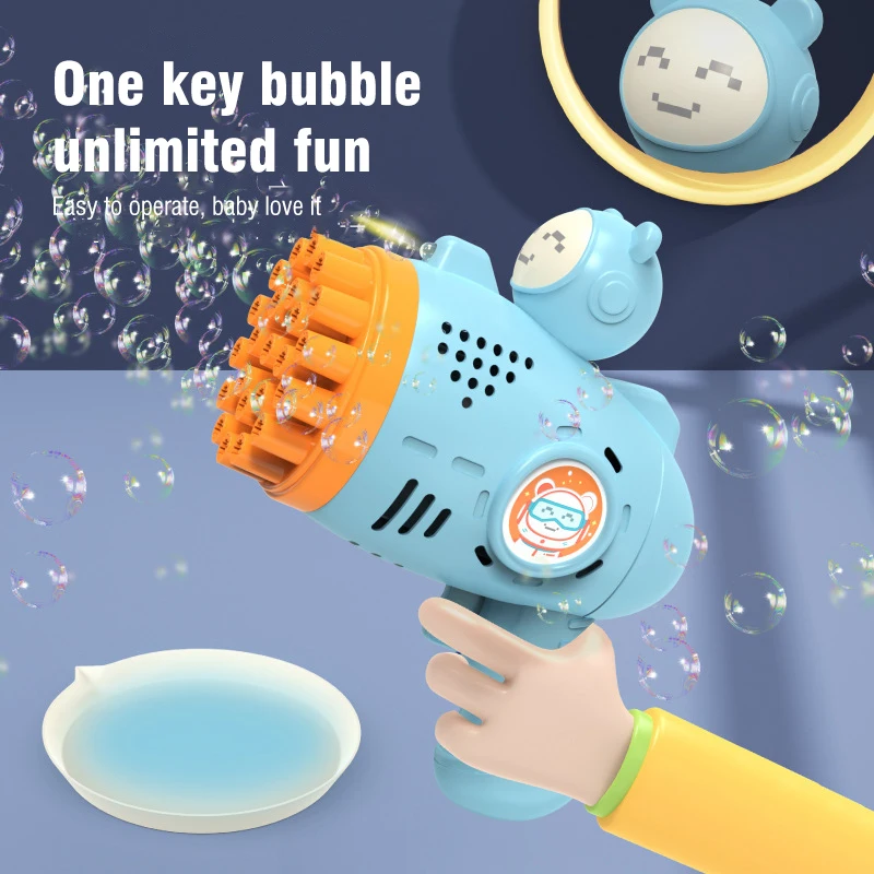 23hole Bubble Gun Automatic Bubble Spray Machine Light Space Launcher Blower Soap Bubble Maker Summer Beach Outdoor Children Toy 2