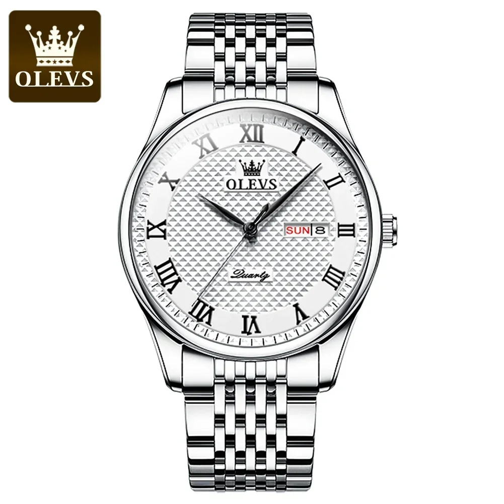 OLEVS Mens Quartz Watches Luxury Business Waterproof Luminous Roman Scale Men Wristwatches Simple Fashion Sports Stainless Watch