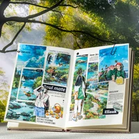 6 Rolls - 8Cm×200Cm/Landscape Washi Tape Set - Non-Waterproof, Non-Die-Cut, Made of Washi Material - Suitable for Creative Collage Materials, Diary Greeting Cards, Cup Photo Frame Decoration Tape, Gift 5