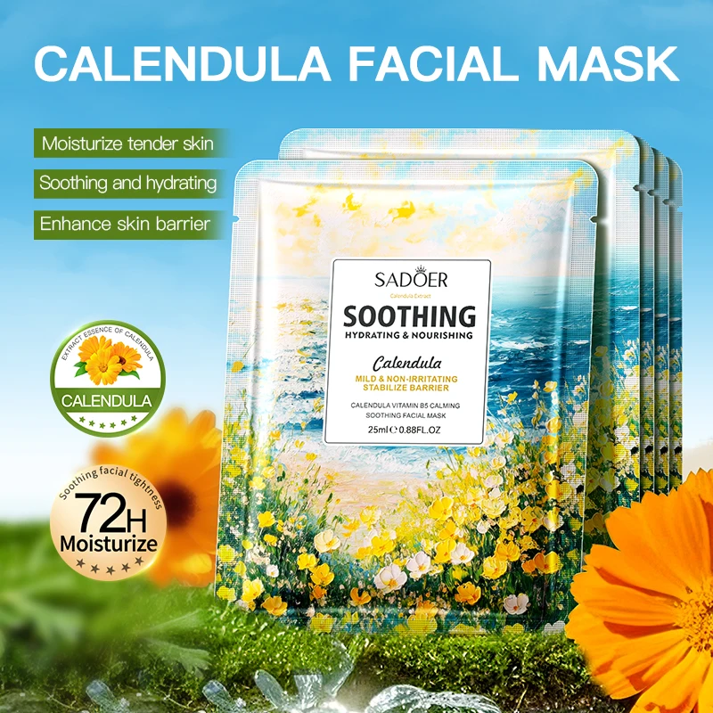 8pcs SADOER Flowers Facial Masks Moisturizing Hydrating Whitening Anti-Aging Face Mask Sheets Masks For Face Skin Care