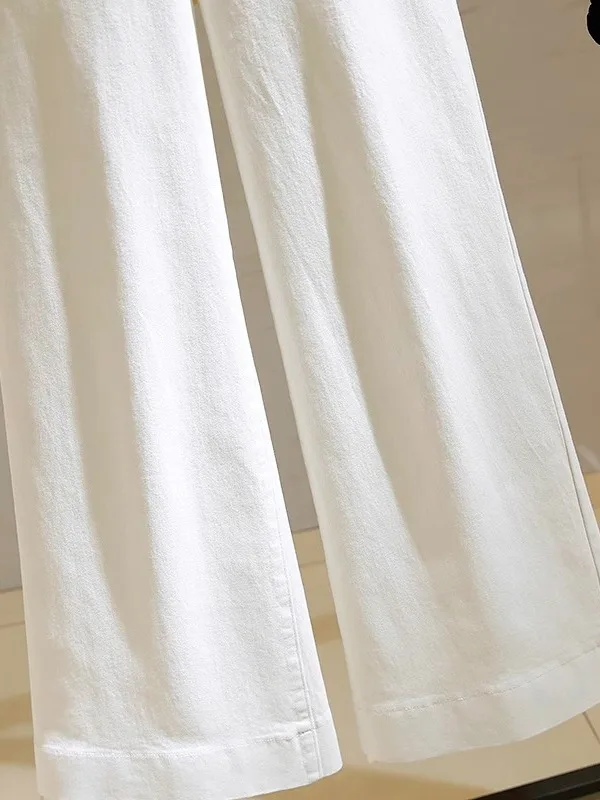 High Waist Bell Bot Jeans Women's White Loose Floor Length Trousers Spring Autumn New Sle American Sle plus Size