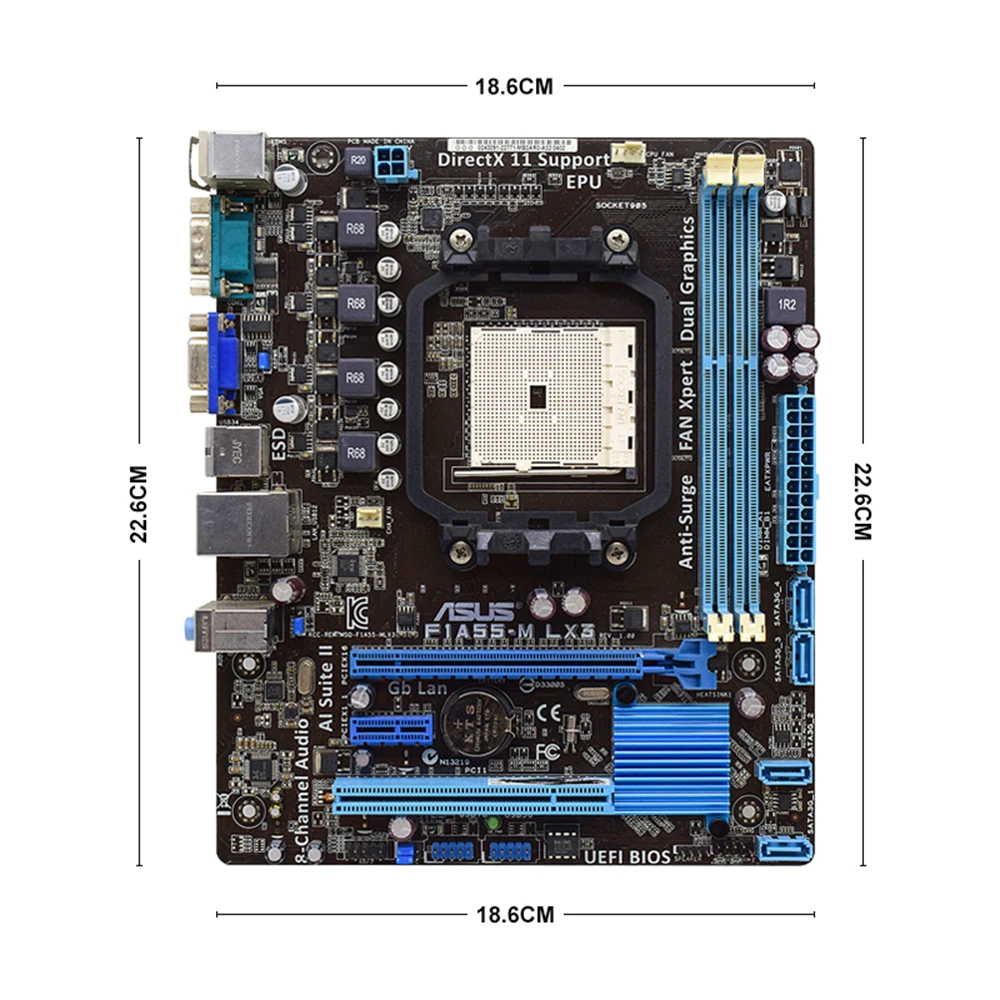 Фото Материнская плата ASUS F1A55-M LX3 с чипсетом AMD A55, разъем AMD FM1, подходит для процессоров AMD серии a, APU серии E. №5