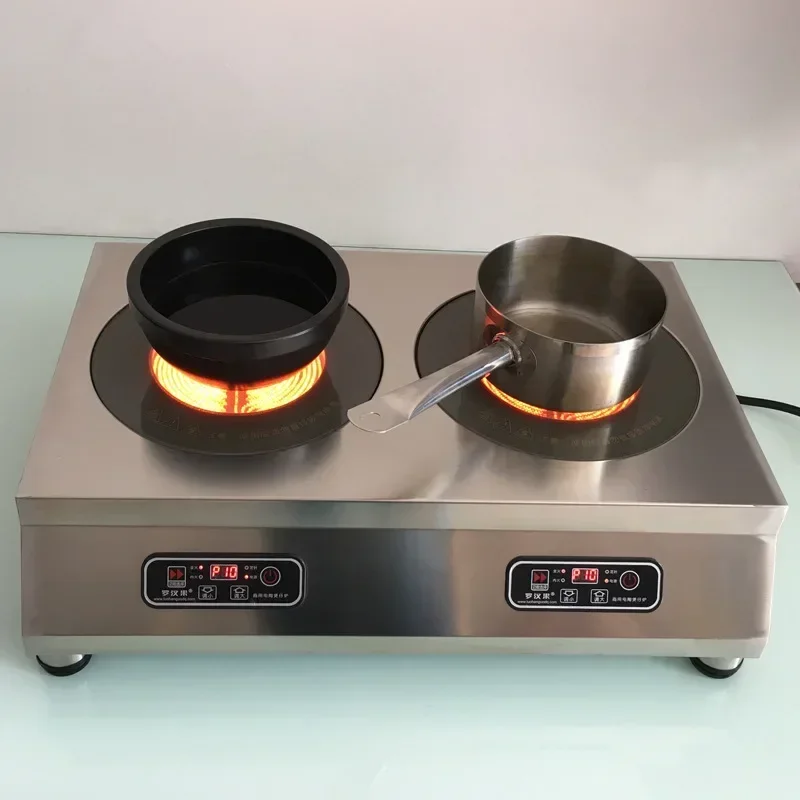 Double Electric Ceramic Stove Commercial Ceramic Cooktop Stainless Steel Stove Double Touch Desktop Induction Cooker 3