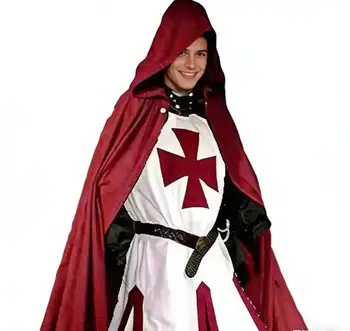 Medieval S-4XL Crusader Mens Knights Templar Tunic Cosplay Costumes Renaissance Halloween Surcoat Warrior Black Plague Cloak Top 1
