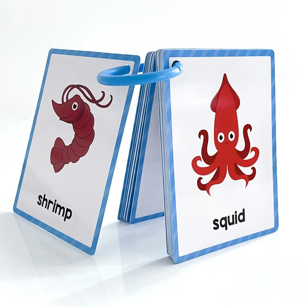 20 Unids/set Animales Marinos Regalos Niños Tarjetas Flash Inglés Tarjeta De Bolsillo Educativo Aprendizaje Bebé Juguetes Para Niños Pre-jardín De Infantes