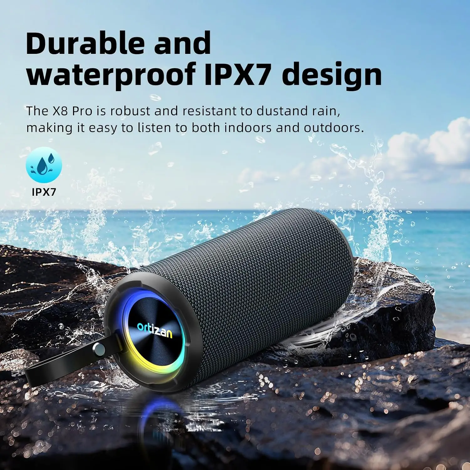 Ortizan Bluetooth Speakers 40W TWS Portable Speaker with Stereo Sound Bass, Bluetooth 5.3 Wireless USB Type C Outdoor, 6600mAh Battery - Image 4