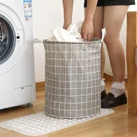Large Capacity Foldable Laundry Hamper  Home Clothes Toys Storage Basket Laundry Basket Cotton Linen Waterproof Organizer Bucket 4