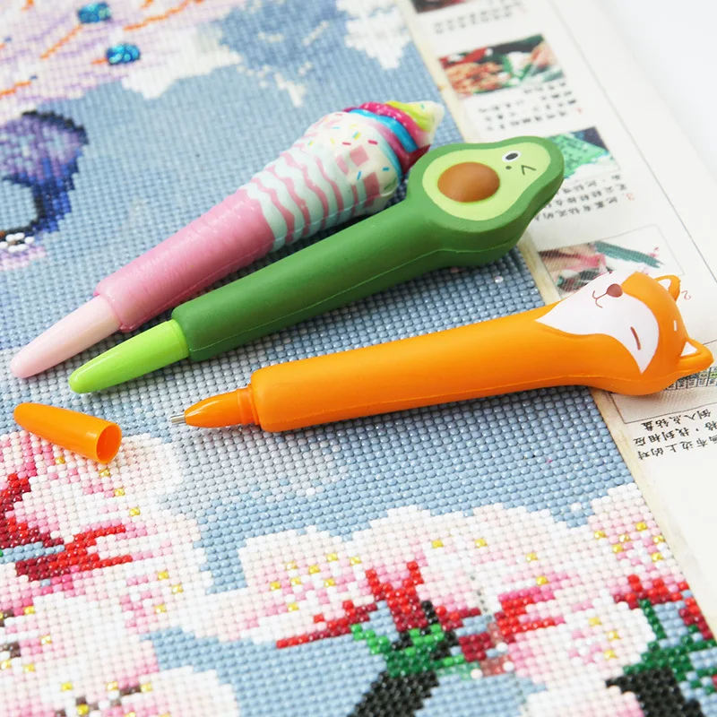 HOMFUN Cute Stress Relief Point Drill Pen 5D Diamond Painting Toy Soft Decompression Pens DIY Crafts Accessories Tool 1pc Random