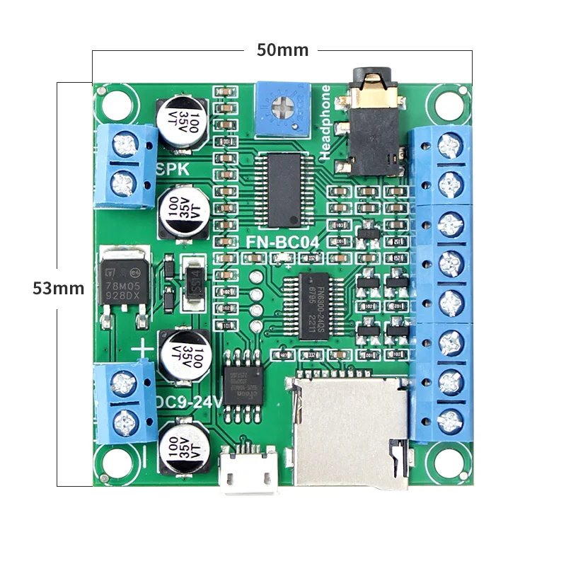 Audio MP3 Player MP3 Speaker Board MP3 Voice Module FN-BC04 Industrial MP3 Sound Module with 15W Amplifier For Industrial Control and Security