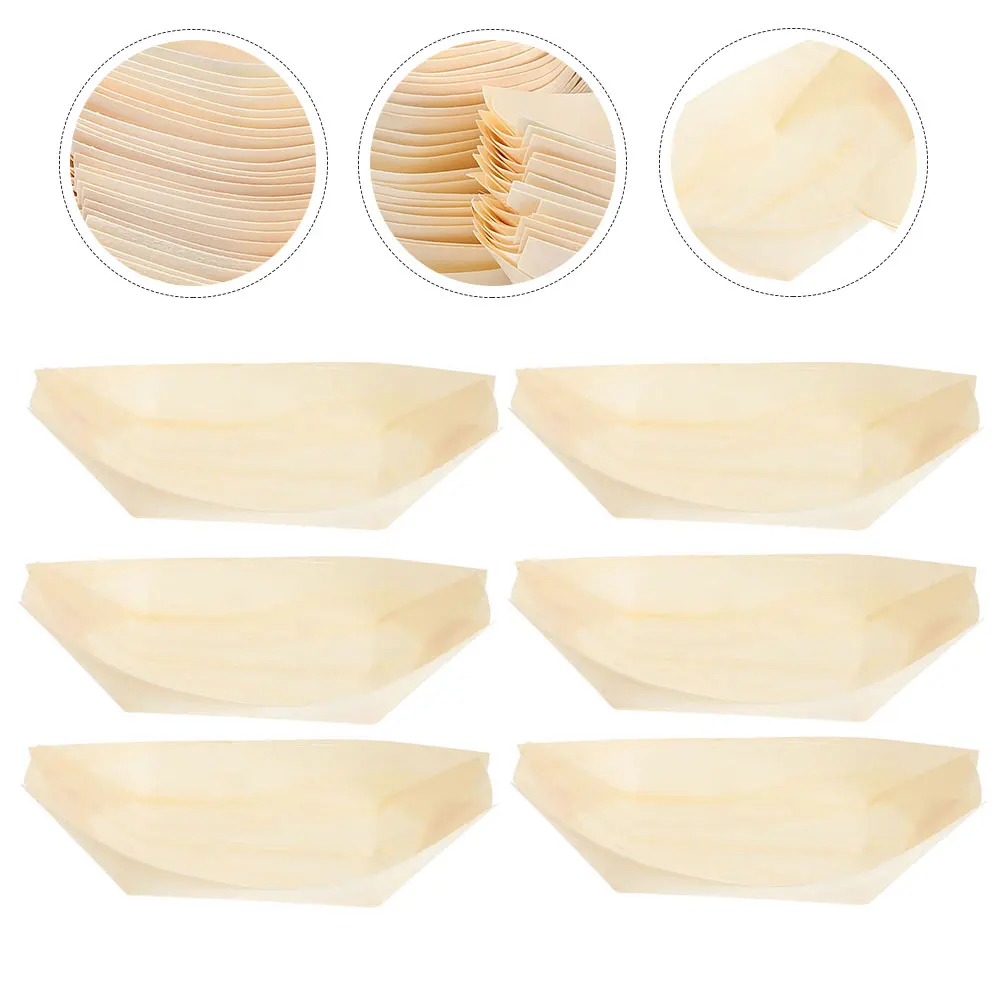 Food Serving Boats Sushi Trays Tray Paper Boat Plates Bamboo Plate Dog Disposable Hot Wooden Snack Platter Dish Baskets Taco Bar