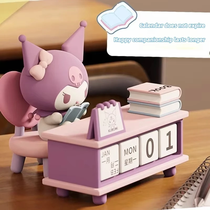 Calendario Kuromi con Personaggi Cartoon Carini Seduti, Organizer con Data a Vista, Decorazione da Scrivania Rosa, Visualizzazione Mese, Settimana e Data - immagine 6
