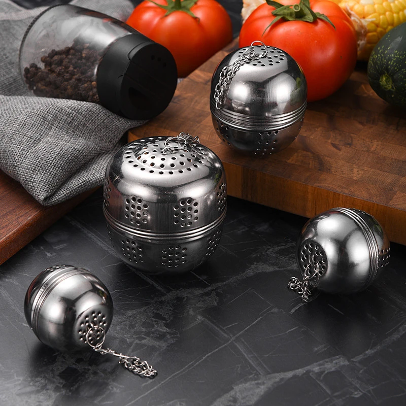 Description Picture 2 of itemStainless Steel Tea Infuser Tea Leak Mesh Strainer Hot Pot Spices Seasoning Ball Teapot Filter with Chain Kitchen Accessories