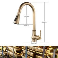 Kitchen Faucets Pull Out Antique Bronze Kitchen Sink Water Mixer Tap Crane Faucet Hot Cold with Sprayer EL9021 2