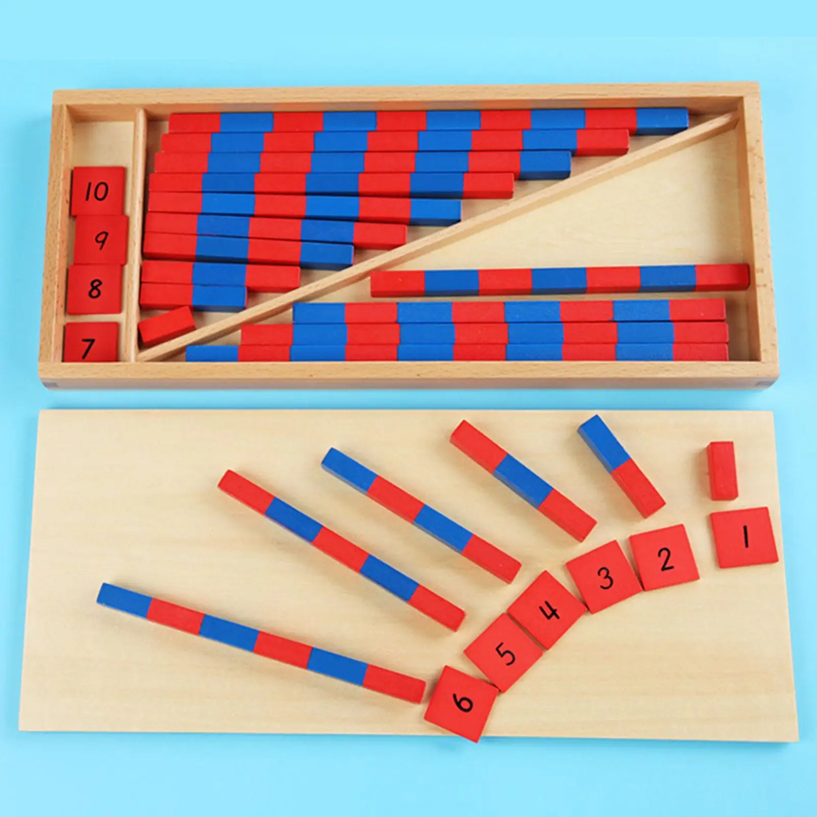 Montessori Red Blue Number Rods Counting Rods Number Match Puzzle Multipurpose for Kindergarten Activities Family Party Toddlers