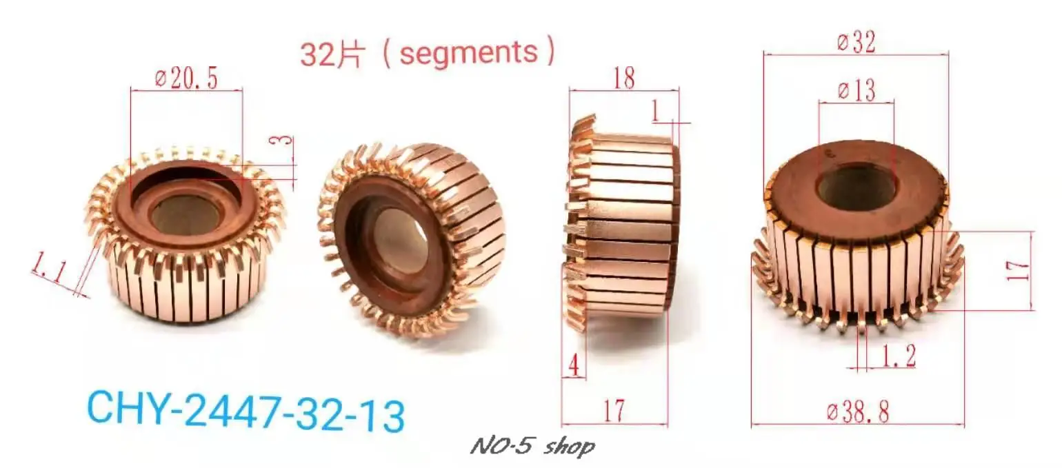 

10Pcs 32x13x17(18)x32P Copper Bars Electric Motor Commutator