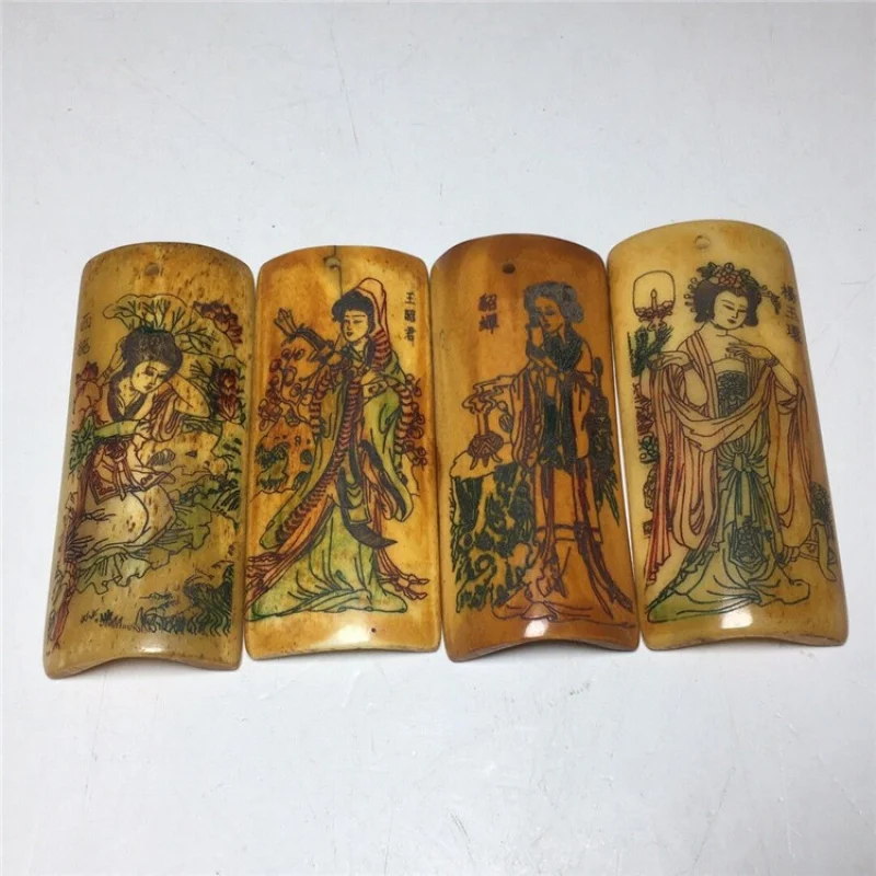 

Antique Miscellaneous Antique Distressed Ox Bone Brand the Four Great Beauties Ox Bone Brand Pendant Decoration