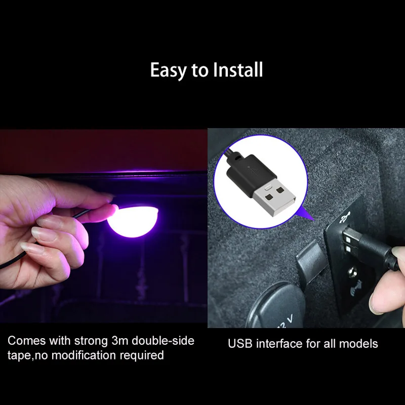 4 Stück Mini LED USB Auto Leuchten USB LED Auto Atmosphäre Licht