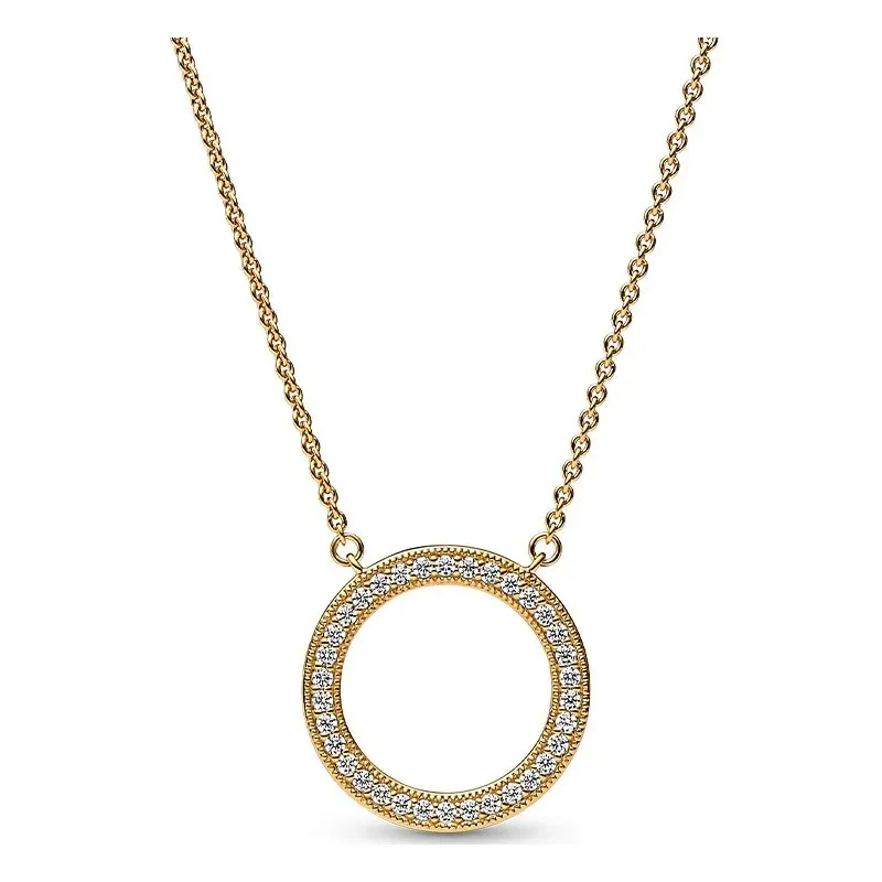 Popular Women's High Quality Jewelry Original Logo Pav é Collar Chain 925 Sterling Silver DIY Jewelry Women's Exquisite Gift